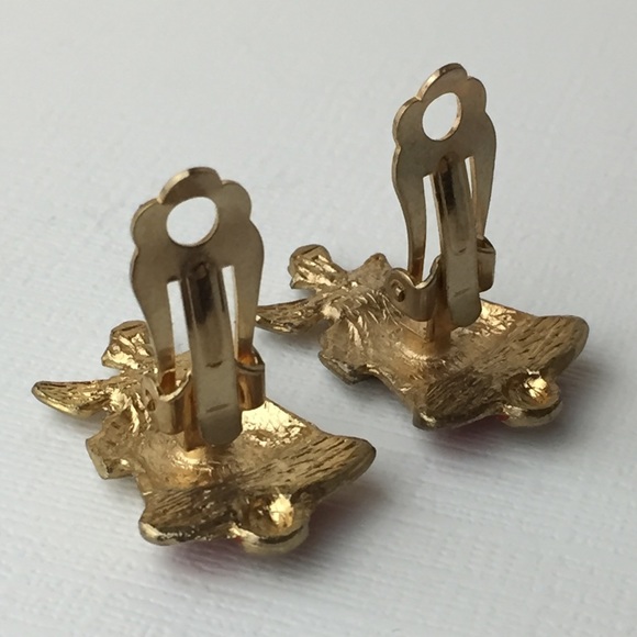 Vintage Christmas Bells Gold Tone Clip On Earrings - Picture 4 of 8